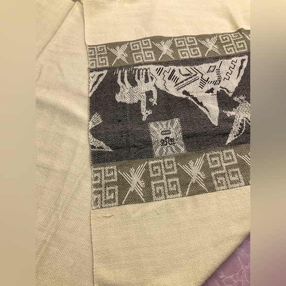 Wool Shall/ Scarf light gold/beige color with brown design - Great condition - Picture 6 of 6